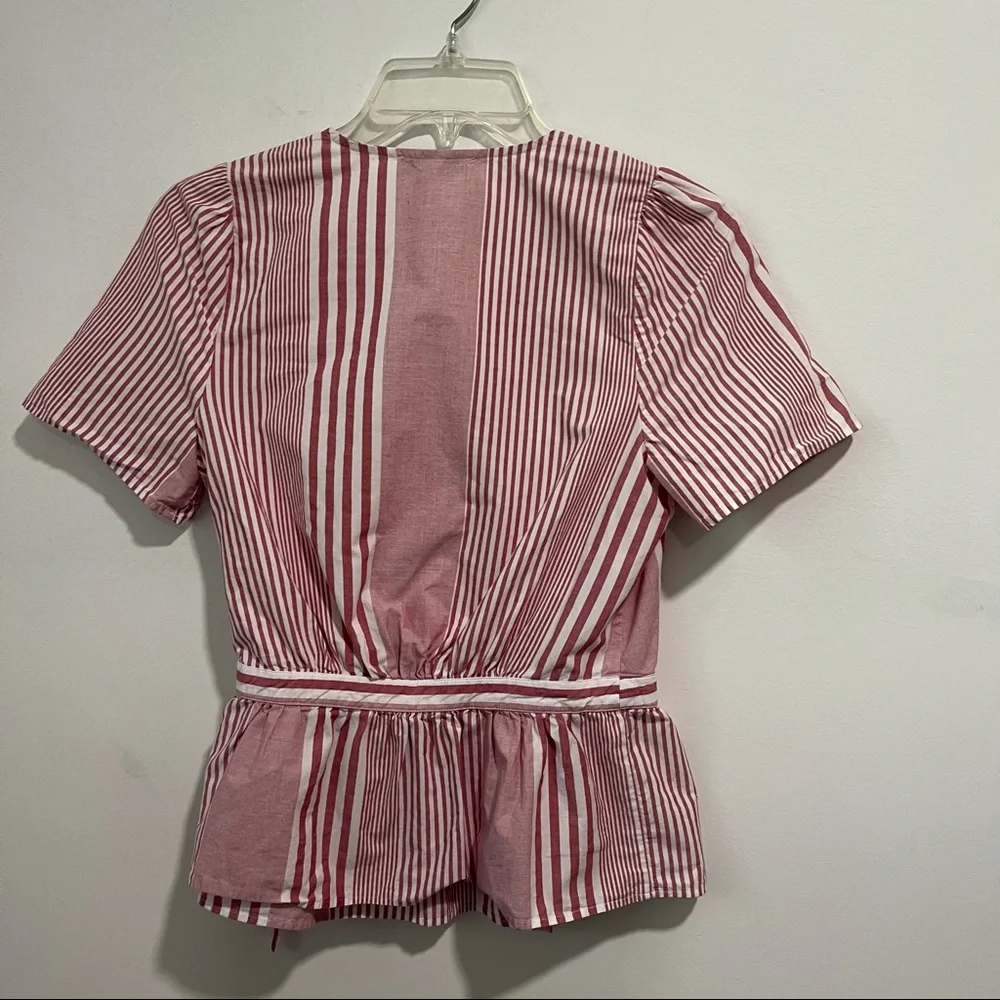 Madewell Ruffle-Hem Bold Stripe Feminine Wrap Top - Picture 11 of 14